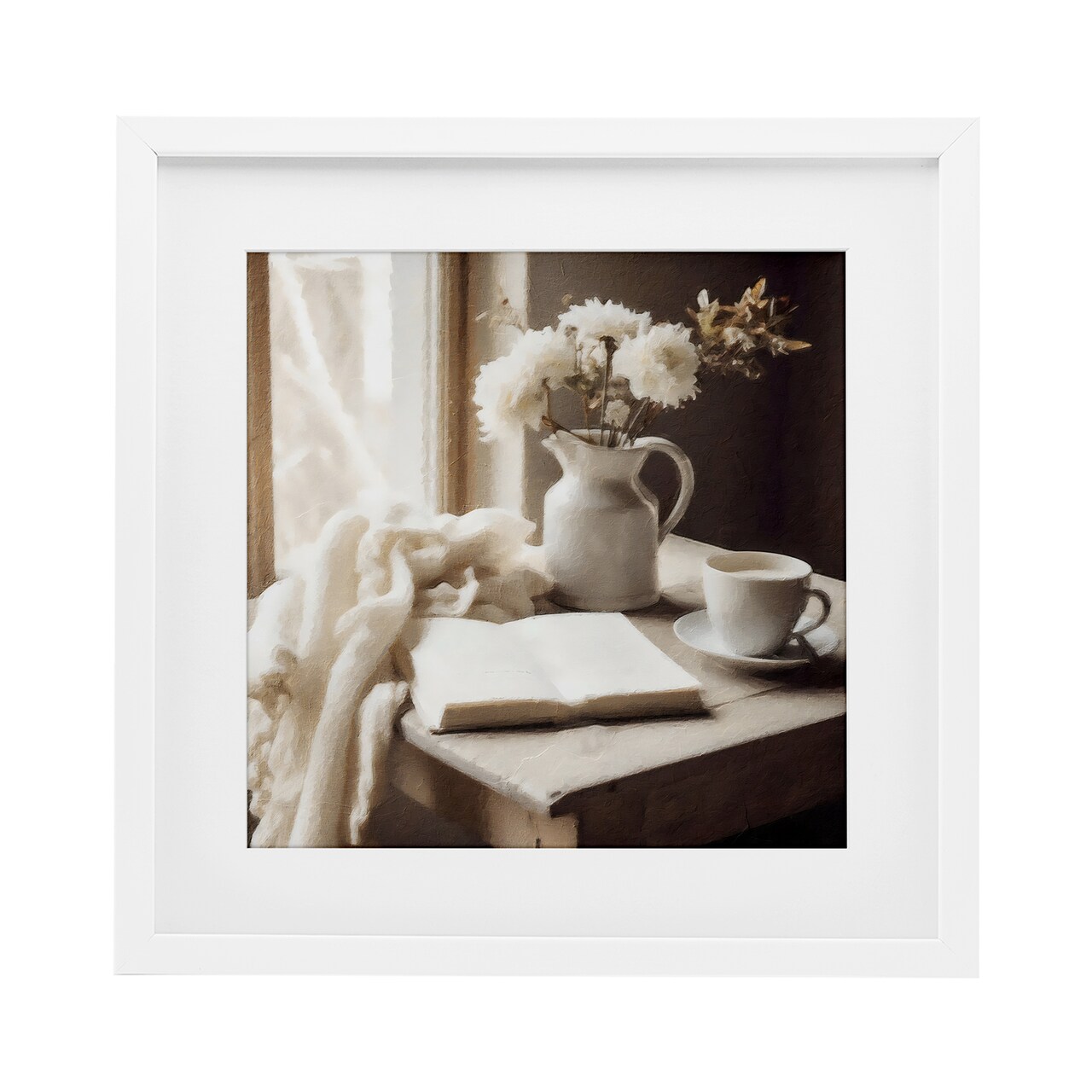 Stupell Industries Neutral Morning Coffee Journaling Framed Print Under Glass, design by Riley B